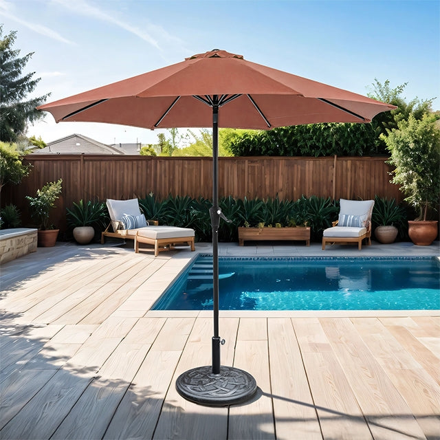 Tano 9' Outdoor Umbrella + 21" Round Base - Furniture Center (NY)