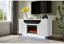 AILEEN WHITE 66" ENT UNIT W/LED, SPEAKERS, CRYSTAL AND POP-UP DOORS - Furniture Center (NY)