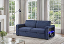 U0211 NAVY PULL OUT SOFA BED WITH LED ACRYLIC SHELVES AND SPEAKERS - Furniture Center (NY)