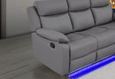 U6026 GREY PU 46A REC SOFA/CONSOLE REC LOVESEAT/GLIDER RECLINER - Furniture Center (NY)