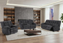 U6000 BLACK CONSOLE RECLINING LOVESEAT - Furniture Center (NY)