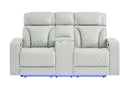 U8611 BLANCHE SILVER PWR CON REC LOVESEAT WITH PHR, LED & SPEAKER