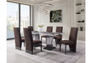 D12 DINING TABLE AND 8 D12 BROWN DINING CHAIRS - Furniture Center (NY)