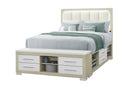 EMMA NATURAL/WHITE QUEEN BED WITH LED AND USB - Furniture Center (NY)