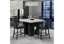 D04 WHITE BAR TABLE AND 6 D04 BLACK BAR STOOL - Furniture Center (NY)