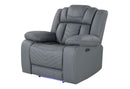 U7068 GREY 10 PWR REC SOFA/PWR CON REC LOVESEAT WITH LED - Furniture Center (NY)