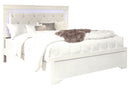 POMPEI METALLIC WHITE QUEEN BED WITH LED - Furniture Center (NY)