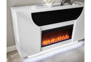 AVEENA WHITE 76" ENT UNIT WITH TV, LED, SPEAKERS, CRYSTAL AND POP-UP - Furniture Center (NY)