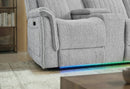 U8879 GREY 1 POWER PUSHBACK SECTIONAL WITH LED AND GLOBAL SS SPKR