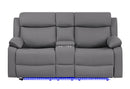 U6026 GREY PU 46A CONSOLE RECLINING LOVESEAT WITH LED AND SPEAKER - Furniture Center (NY)
