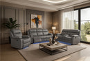 U6026 GREY PU 46A REC SOFA/CONSOLE REC LOVESEAT WITH SPEAKER - Furniture Center (NY)