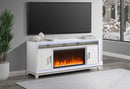 LILY WHITE ENTERTAINMENT UNIT 72 W/ LED, SPEAKERS, CRYSTAL INSERTS - Furniture Center (NY)