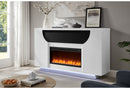 AVEENA WHITE 76" ENT UNIT WITH TV, LED, SPEAKERS, CRYSTAL AND POP-UP - Furniture Center (NY)