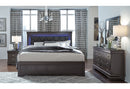 POMPEI METALLIC GREY FULL BED WITH LED - Furniture Center (NY)