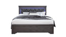 POMPEI METALLIC GREY QUEEN BED WITH LED