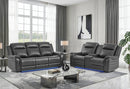 U8879 CHARCOAL PWR REC SOFA/PWR CON REC LOVESEAT W/LED & GL SS