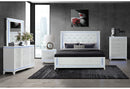 ALINA WHITE QUEEN BED GROUP WITH LED, COOLER, SPEAKER AND USB - Furniture Center (NY)