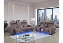 U8000 BROWN PWR REC SOFA/PWR CONSOLE REC LOVESEAT W/PHR