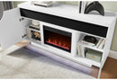 AILEEN WHITE 66" ENT UNIT W/LED, SPEAKERS, CRYSTAL AND POP-UP DOORS - Furniture Center (NY)