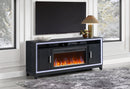 LILY DARK GREY ENT UNIT 72 INCH W/ LED, SPEAKERS, CRYSTAL INSERTS - Furniture Center (NY)