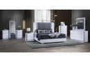 YLIME SMOOTH WHITE KING BED, DRESSER, MIRROR, NIGHTSTAND
