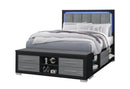 EMMA BLACK/GREY QUEEN BED WITH LED AND USB - Furniture Center (NY)