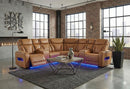 U8611 CAMEL SECTIONAL WITH POWER HEADREST, CONTINUOUS LED AND SPEAKER - Furniture Center (NY)