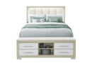 EMMA NATURAL/WHITE QUEEN BED WITH LED AND USB - Furniture Center (NY)
