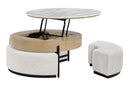 T42 NATURAL COFFEE TABLE WITH 3 STOOLS - Furniture Center (NY)