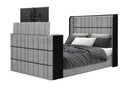 ISABELLA GREY QUEEN BED W/LED, TV LIFT, SPEAKER AND FIREPLACE - Furniture Center (NY)
