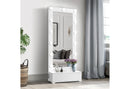 ELLA WHITE NARROW TALL MIRROR WITH LED AND SPEAKER - Furniture Center (NY)