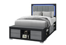 EMMA BLACK/GREY FULL BED WITH LED AND USB - Furniture Center (NY)