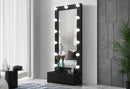 ELLA BLACK NARROW TALL MIRROR WITH DRAWER AND SPEAKER - Furniture Center (NY)