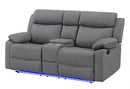 U6026 GREY PU 46A CONSOLE RECLINING LOVESEAT WITH LED AND SPEAKER - Furniture Center (NY)
