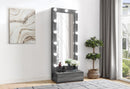 LEXI GREY TALL MIRROR WITH DRAWER AND SPEAKERS - Furniture Center (NY)