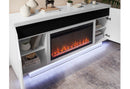 AILEEN WHITE 76" ENT UNIT W/LED, SPEAKERS, CRYSTAL AND POP-UP DOORS - Furniture Center (NY)
