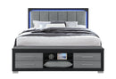 EMMA BLACK/GREY KING BED WITH LED AND USB - Furniture Center (NY)
