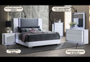 YLIME SMOOTH WHITE KING BED, DRESSER, MIRROR, NIGHTSTAND