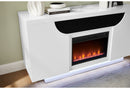 AILEEN WHITE 66" ENT UNIT W/LED, SPEAKERS, CRYSTAL AND POP-UP DOORS - Furniture Center (NY)