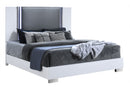 YLIME SMOOTH WHITE KING BED WITH LED FULLY SLATTED - Furniture Center (NY)