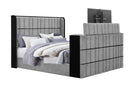 ISABELLA GREY KING BED W/LED, TV LIFT, SPEAKER AND FIREPLACE - Furniture Center (NY)