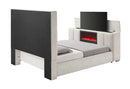 SERENITY CREMA KING BED WITH SPEAKER, TV LIFT AND FIREPLACE - Furniture Center (NY)