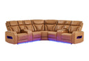 U8611 CAMEL SECTIONAL WITH POWER HEADREST, CONTINUOUS LED AND SPEAKER - Furniture Center (NY)