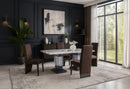 D12 DINING TABLE AND 8 D12 BROWN DINING CHAIRS - Furniture Center (NY)