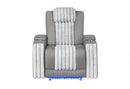 U8000 GREY POWER RECLINER W/ POWER HEADREST & LED LIGHT