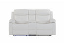 U6026 BLANCHE WHITE CONSOLE RECLINING LOVESEAT WITH LED AND SPEAKER - Furniture Center (NY)