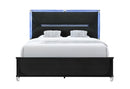 LANDO BLACK QUEEN BED WITH CONTINUOUS LED - Furniture Center (NY)