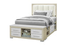 EMMA NATURAL/WHITE FULL BED WITH LED AND USB - Furniture Center (NY)