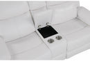 U6026 BLANCHE WHITE CONSOLE RECLINING LOVESEAT WITH LED AND SPEAKER - Furniture Center (NY)