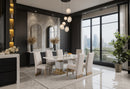 D12 DINING TABLE NATURAL+ 8 D12 DINING CHAIR BEIGE NATURAL - Furniture Center (NY)